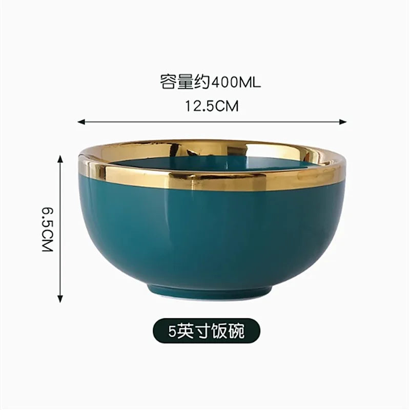 High-end Green Ceramic Plate Home Porcelain Dinner Plate Exquisite Ceramic Bowl Custom Large Size Fish Plate Kitchen Accessories