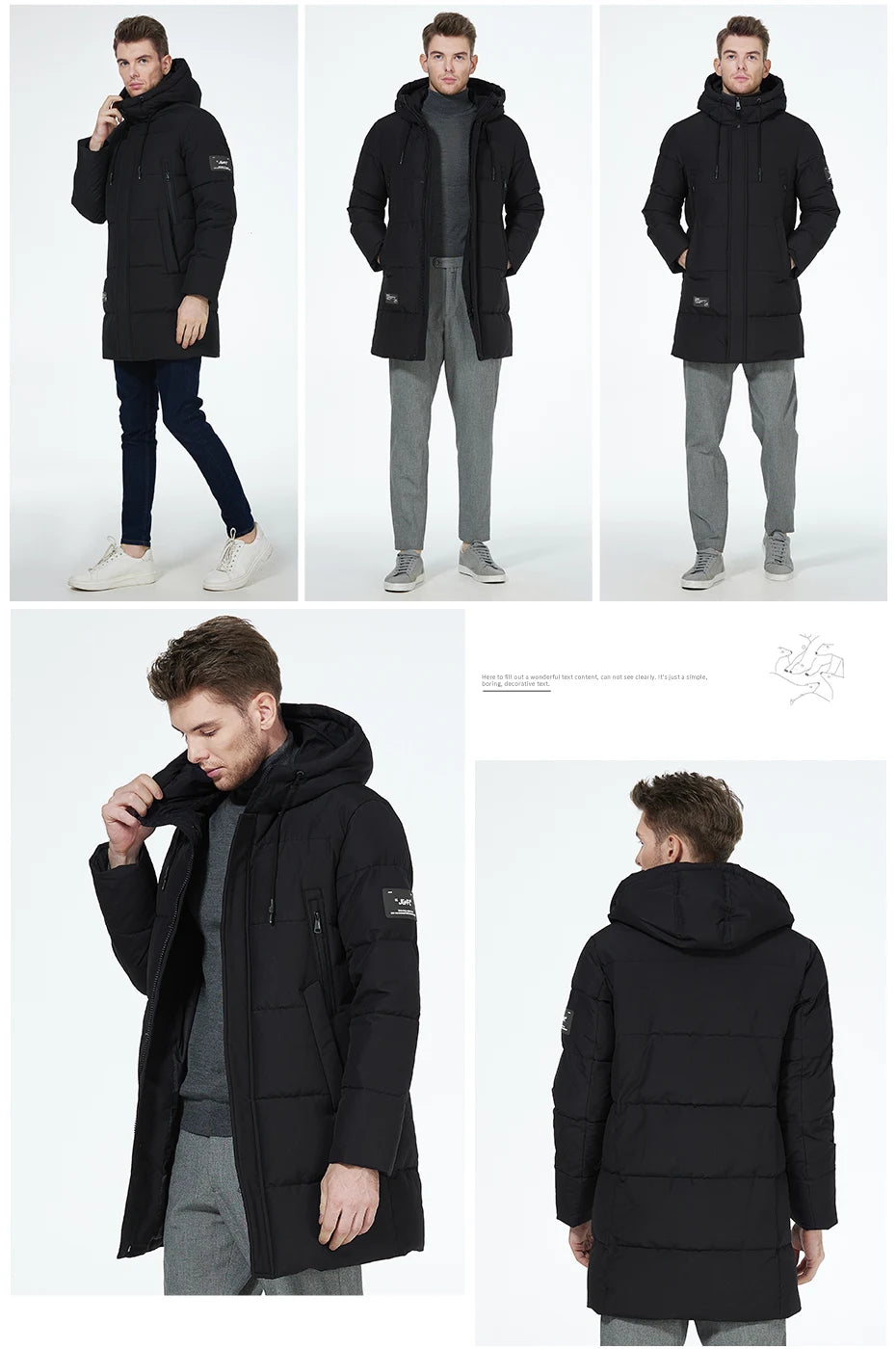ICEbear 2023 winter jackets for men casual cotton coat mid-length Puffer parkas MWD3061D
