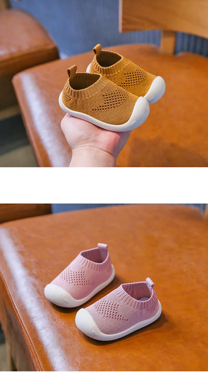 Baby Boys Casual Shoes Toddlers Girls Sneakers Stretch Fabric Kids Shoes Slip-on Soft Anti-skid Children Breathable Baby Flats.