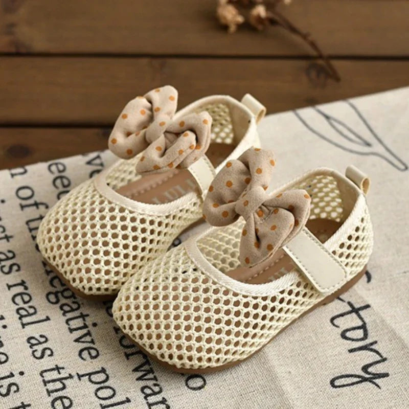 Children Girls Mesh Sandals Baby Summer Toddlers Fashion First Walker Shoes Causal Bowknot Sweet Kids Soft Sandals Breathable.