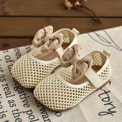 Children Girls Mesh Sandals Baby Summer Toddlers Fashion First Walker Shoes Causal Bowknot Sweet Kids Soft Sandals Breathable.