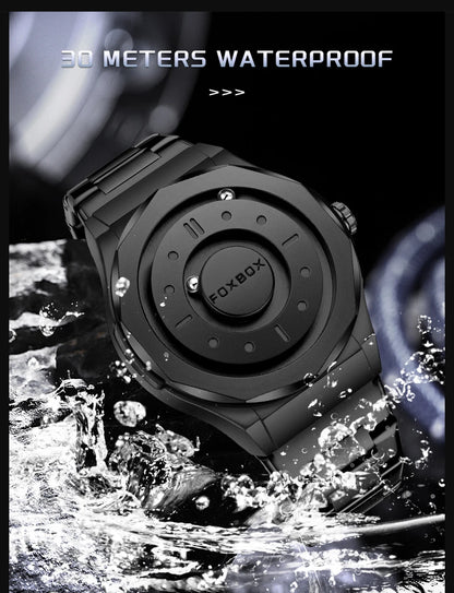 FOXBOX Creative Scrolling Pointer Magnetic Force Men's Quartz Wristwatches Outdoor Sports Waterproof Watch Men Relogio Masculino.