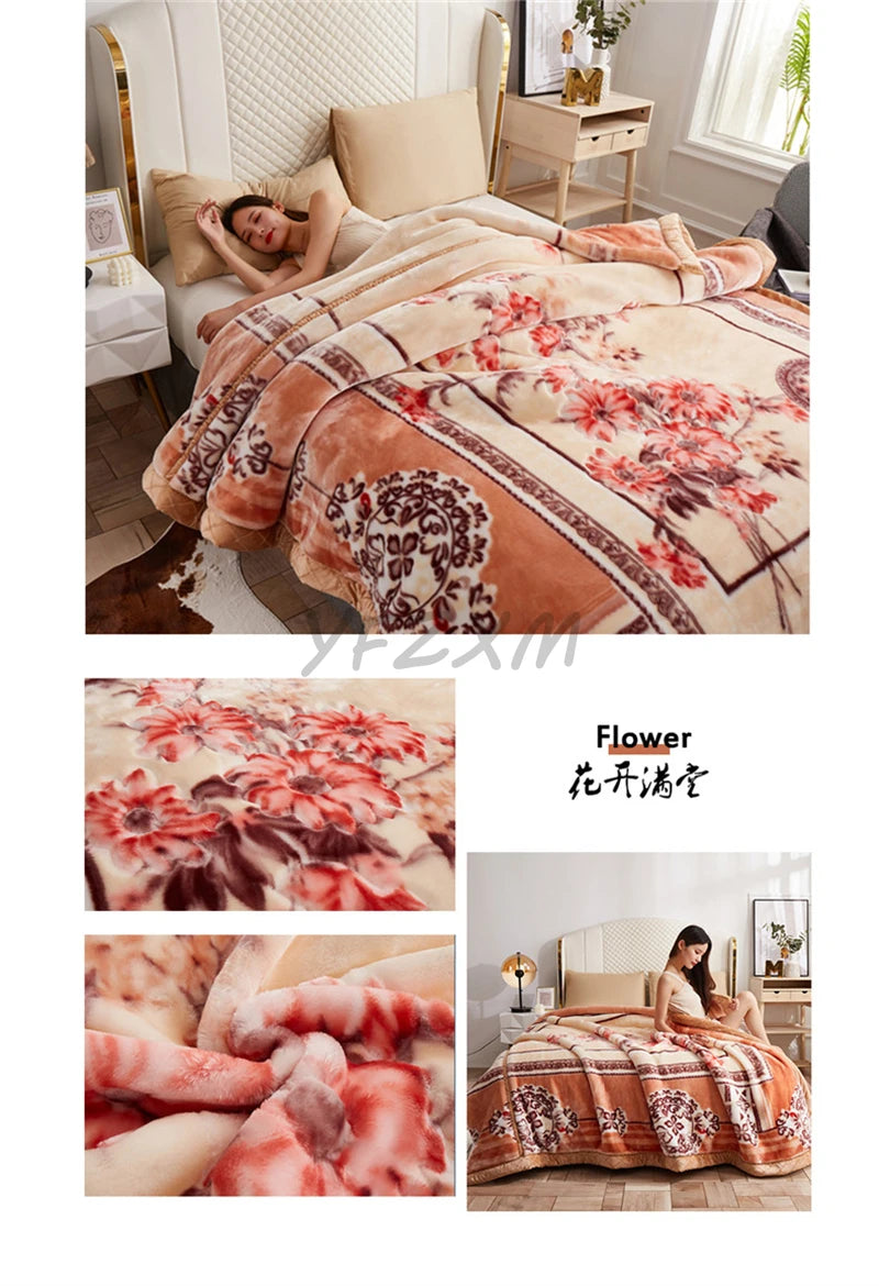 New Warm Weighted Blankets for Beds High End Thicken Warmth Raschel Blanket for Winter Autumn Double Side Plush Comforter Quilt