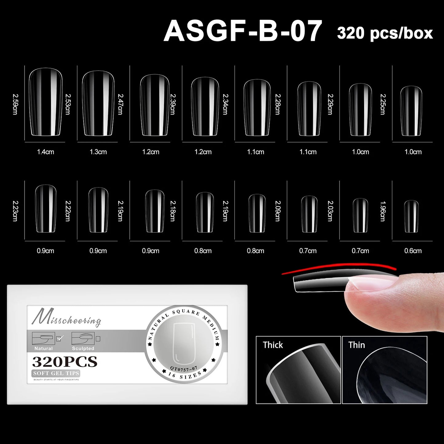 16 Sizes Curved Arch Soft Gel False Nail Tips Full Cover Press on Almond Capsules French Coffin Artificial Fake Nails Extension.