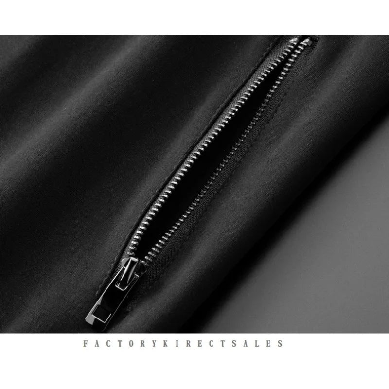 Minglu Spring Autumn Men's Sets Luxury Bee Printed Zipper Sweatshirt Solid Color Leisure Sports Elastic Wasit Pants Man Suits.