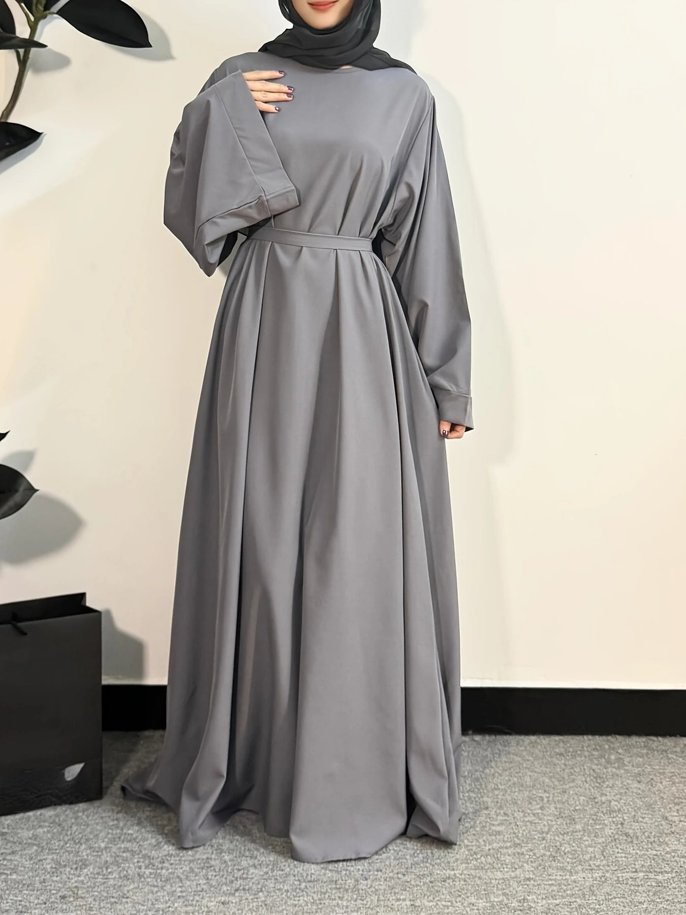 Muslim Abayas Women Kaftans Prayer Dress With Belt Full Sleeve Islamic Clothing Women Jilbabs Dubai Robe Ramadan Dresses.