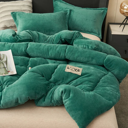 New Milk Velvet Soybean Comforter Grey Winter Keep Warm Duvet Solid Quilt Soft Fleece Thickened Blanket Drop Shippping Full