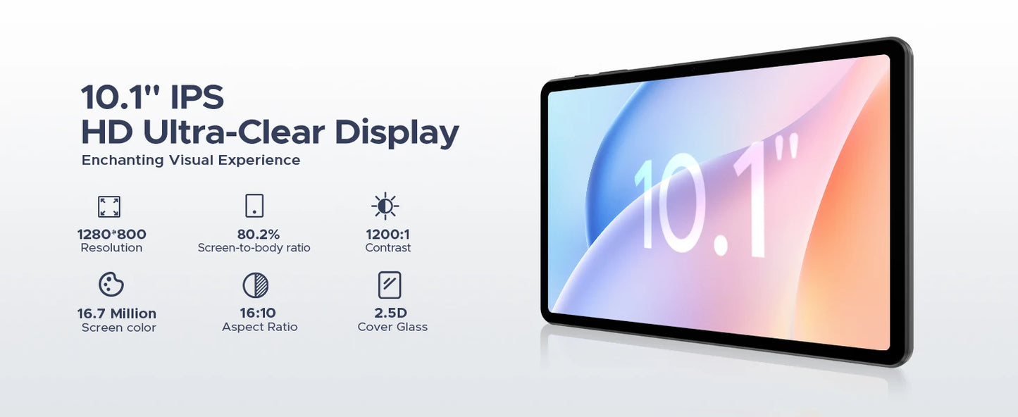 DOOGEE Tab A9 Pro Tablet 10.1" HD Display Android 15 20GB(4+16) 128GB 6580mAh Large Battery Dual Speakers Pad PC 2 In 1 Tablet.