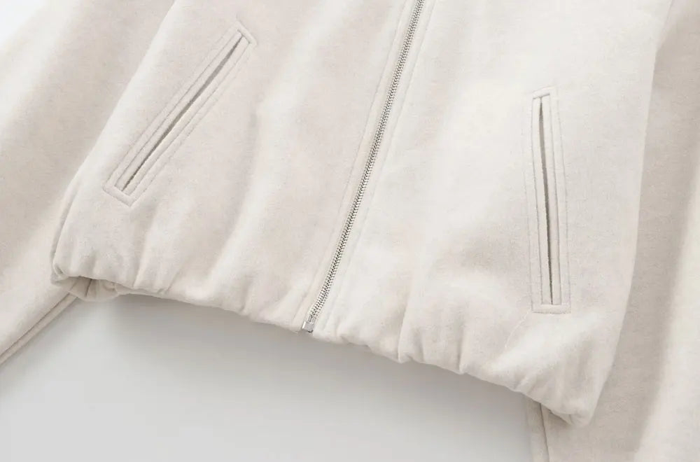 TRZA-Übergroße weiche Bomberjacke für Damen, Langarmmantel, Reißverschluss vorne, Damenoberbekleidung, schicke Oberteile, Mode.