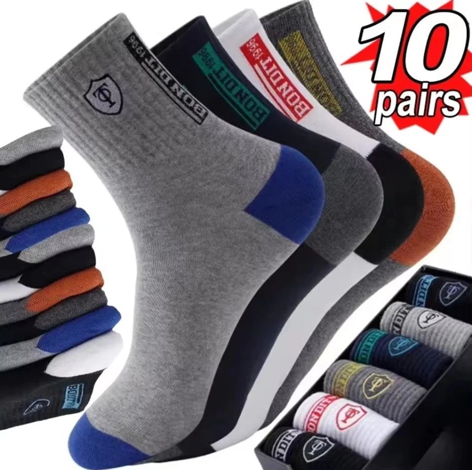 5 Pairs Of Men's Socks, Autumn And Winter Vintage Fun Fashion Athletic Socks, Sports Trend Socks.