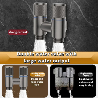 One In Two Washing Machine Faucet All Copper Valve Double Control Toilet Faucet Fully Automatic Detachment and Water Stop