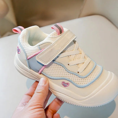 New Girls Sneakers Breathable Mesh Cute Design Outdoor School Kids Sports Shoe Lightweight Comfortable Children Fashion Footwear