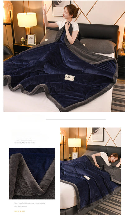 Milk Fleece Autumn Winter Warm Weighted Blankets for Beds European Thickened Beibei Velvet Throw Blanket Warmth Quilt Comforter