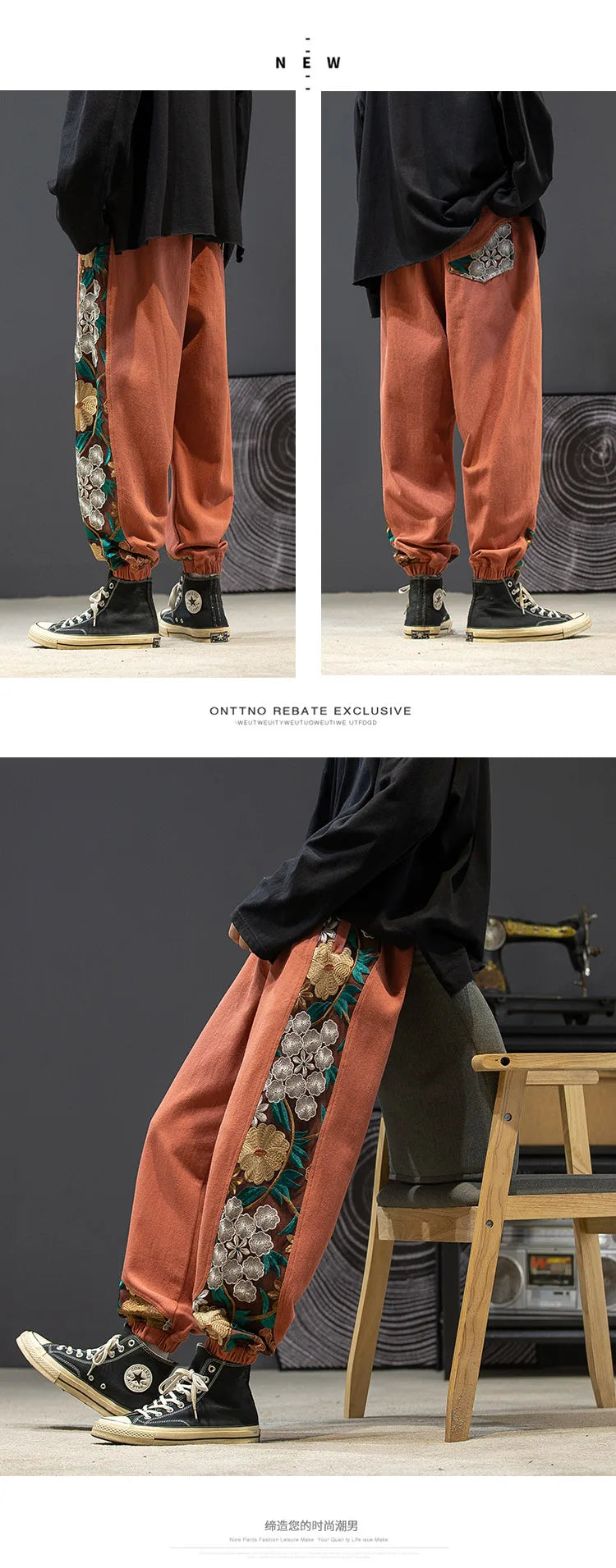 Fashion Casual Pants Men's Clothing Cotton Japanese Samurai Embroidery Patchwork Harem Trousers Oversized Harajuku Joggers Male.