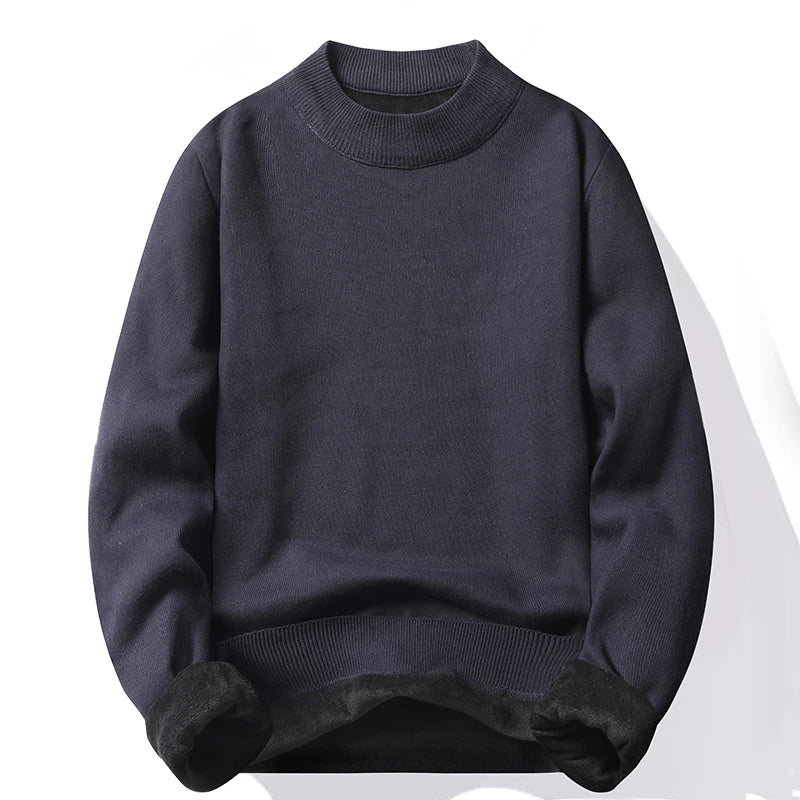 Knitwear Sweater New Autumn/Winter Mock Neck Sweatshirts Solid Color Pullovers Man Brand Casual Mens Clothing