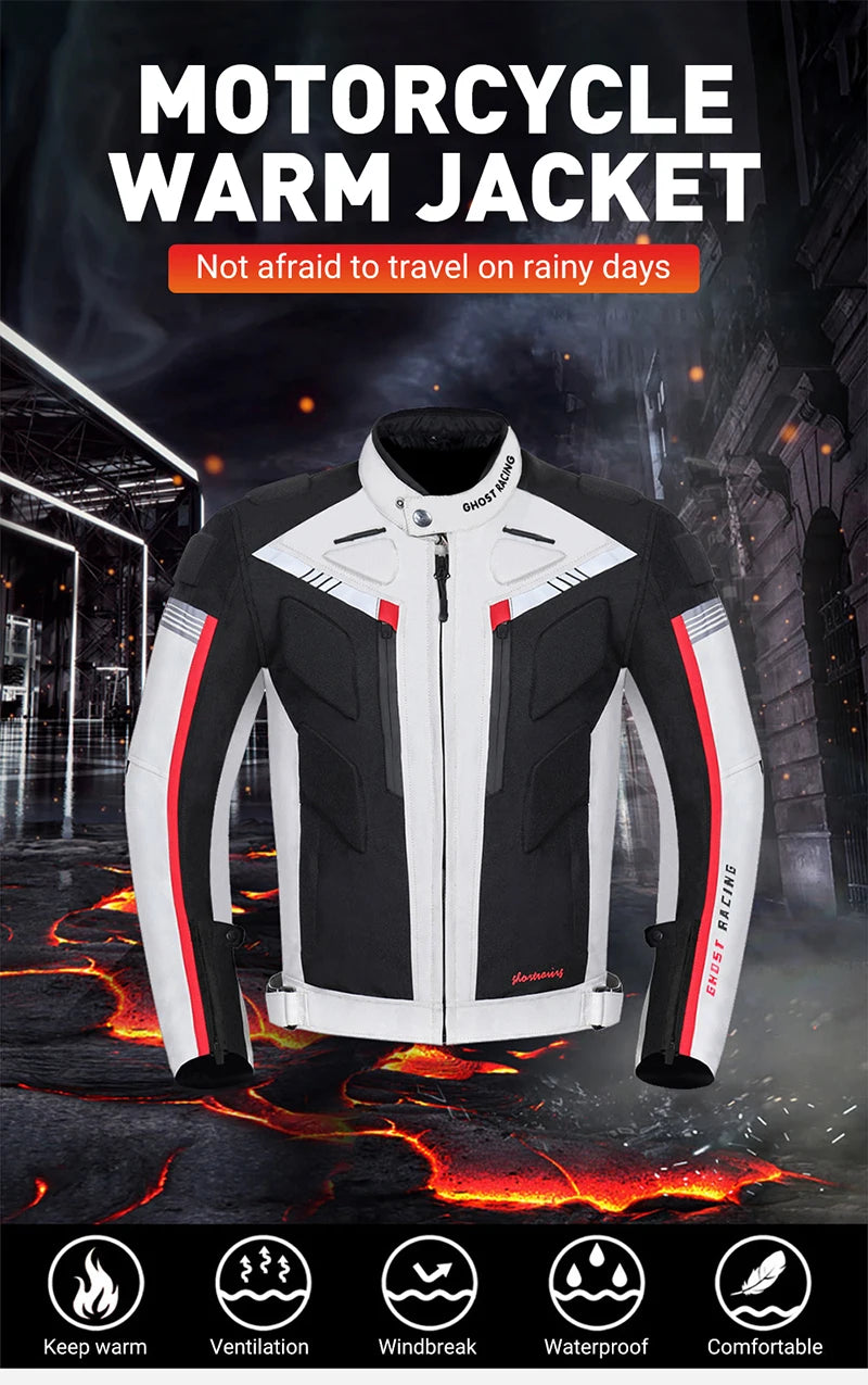 GHOST RACING Motorcycle Racing Jacket Man Waterproof Dirt Bike Pants Set With Protection Racing Suit Motocross Jacket Motor Suit.