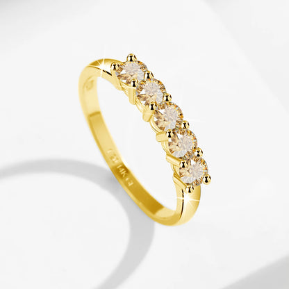 14K Gold Filled Pink Moissanite Rings 5 Stone D VVS1 for Women Man with 1/20th 14 Karat Gold Engagement Wedding Jewelry.