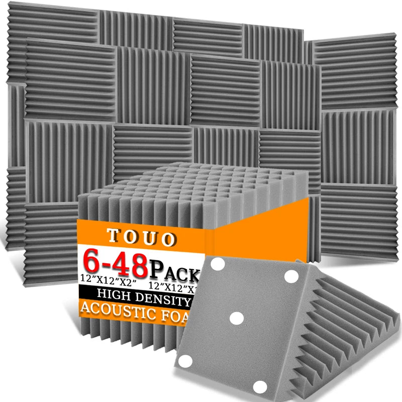 TOUO Sound-Absorbing Foam 6-48 Pcs Acoustic Foam Panels Wall Soundproofing Studio Acoustic Treatment Sound Absorbing Material