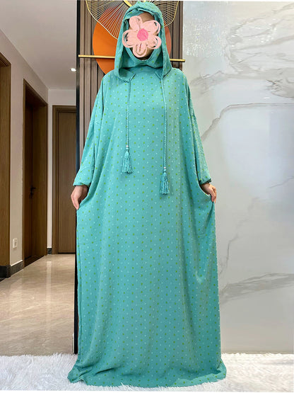 Latest Ramadan Soft Cotton Prayer Abaya Double Hats Dubai Turkey Islam Prayer Clothes Fabric Dresses Islam Women Dress Kaftan