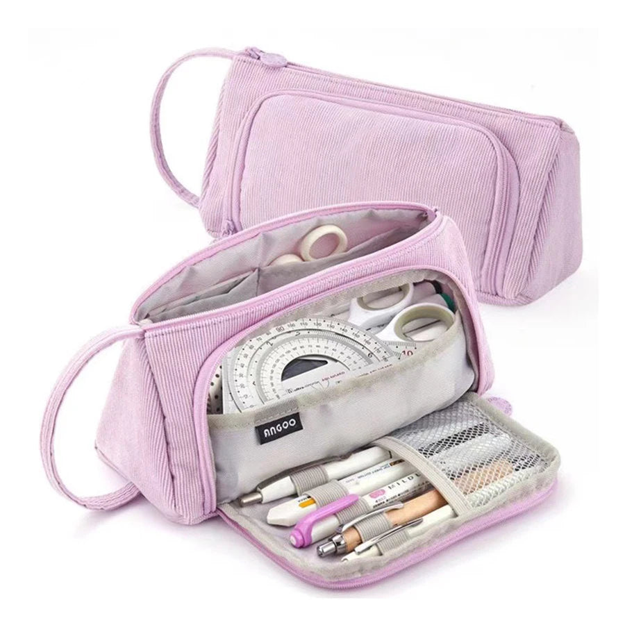 Modisches Aufbewahrungs-Federmäppchen aus Cord, geräumiges und langlebiges Design mit mehreren Fächern, tragbares Design, Schulbürobedarf.