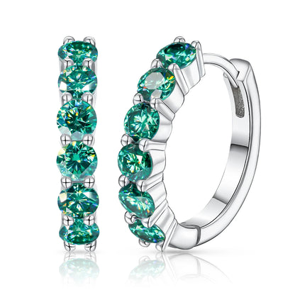 GIGAJEWE Hoop Earring Moissanite Natural Blue Color VVS1 S925 Silver 18K Gold Plated Diamond Test Passed Jewelry Woman Wife Gift