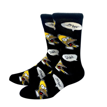 New 1 Pair The Simpsons Harajuku Women Men Socks Cartoon Personality Skateboard Socks Anime Middle Tube Cotton Unisex Socks