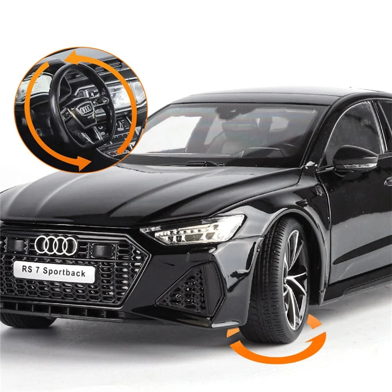 1:18 Key Remote Control Version AUDI RS7 Alloy Sports Car Model Diecast Metal Racing Vehicle Car Model Sound Light Kids Toy Gift.