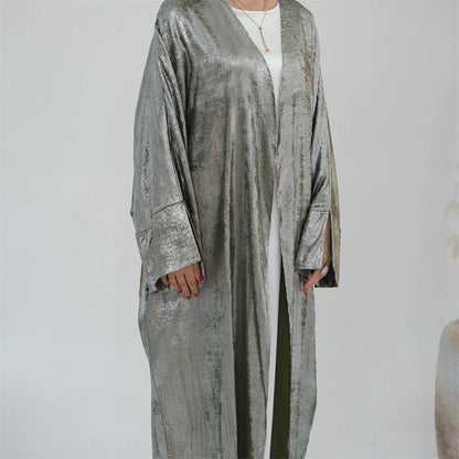 Ramadan Eid Shiny Satin Open Kimono Abaya Damen Dubai Luxury Muslim Kebaya Abayas For Women Kaftan Dress Islamic Clothing Femme.
