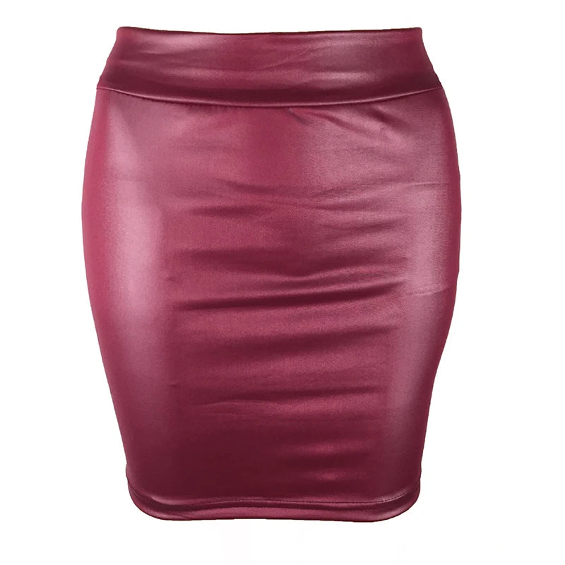 Leather Matte Slim Mini Sexy Fashion PU Hot Short High Waist Skirt Korean Nightclub Streetwear Wholesale Clothes 7ST.