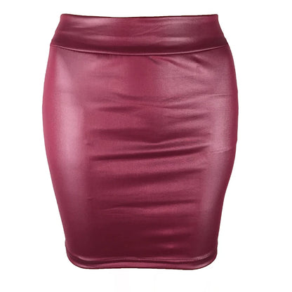 Leather Matte Slim Mini Sexy Fashion PU Hot Short High Waist Skirt Korean Nightclub Streetwear Wholesale Clothes 7ST.