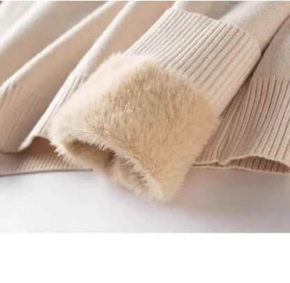 Men‘s Thermal Fleece High-neck Sweater Winter Turn-down Collar Fleece-lined Knitted Pullover Casual Keep Warm Thick Bottom Tops.