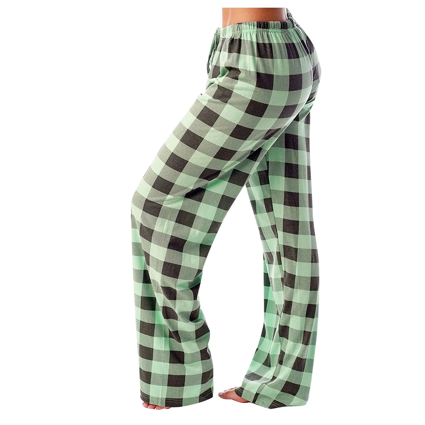 Frauen Weihnachten Pyjama Hosen Herbst Winter Plaid Gedruckt Hosen Mode Lässig Breite Bein Hosen Kleidung Streetwear.