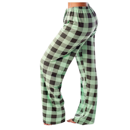 Frauen Weihnachten Pyjama Hosen Herbst Winter Plaid Gedruckt Hosen Mode Lässig Breite Bein Hosen Kleidung Streetwear.
