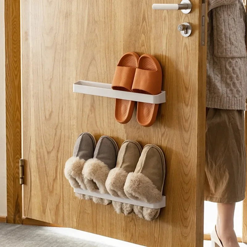 Wandhalterung für Hausschuhe, kein Stanzen, für Badezimmer, Handtuch, Aufbewahrungsregal, Toilette, multifunktionales Abflussregal für die Küche
