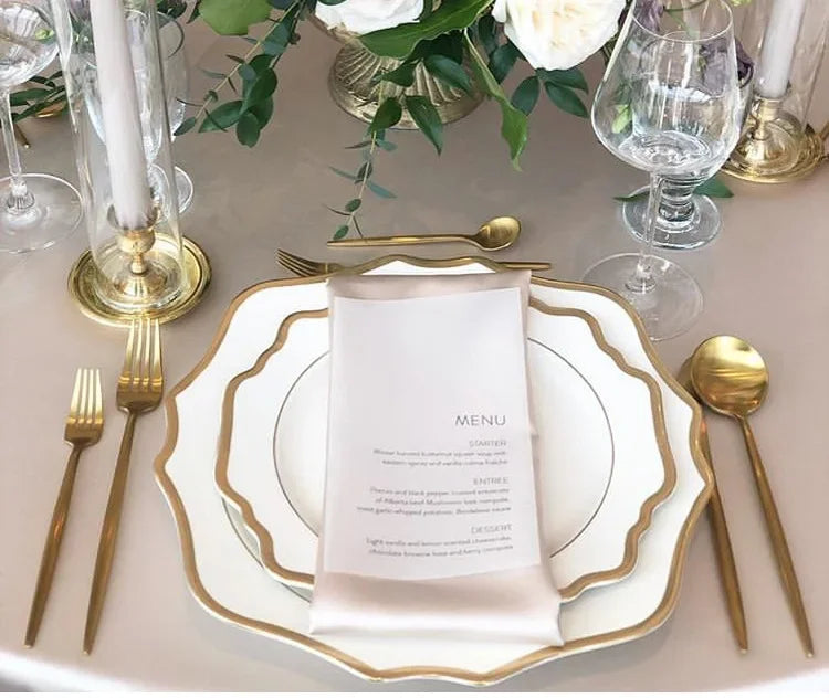 Multi Size Nordic Phnom Penh White Sun Flower Ceramic Plate Set Restaurant Wedding Household Bone China Western Steak Salad Dish.