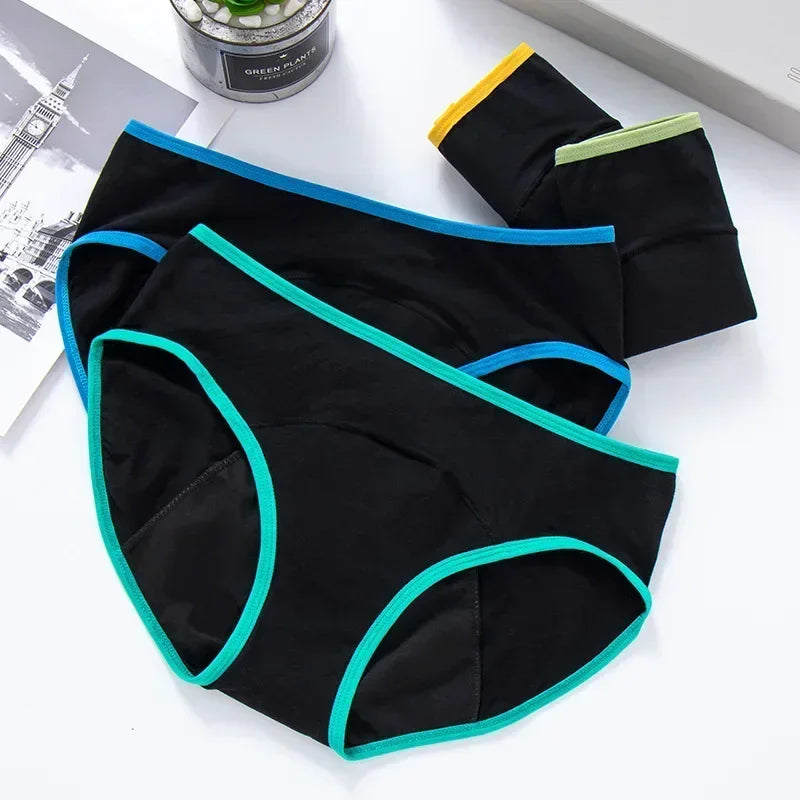 Women Menstrual Panties Leak Proof Briefs Solid Plus Size Cotton Panties Lingerie Absorbency Comfortable Physiological Underwear.