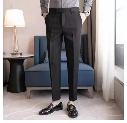 English Gentleman's Coffee Color Business Suit Pants Casual Draped Trousers For Men Fashionable Spring Autumn Small Foot.