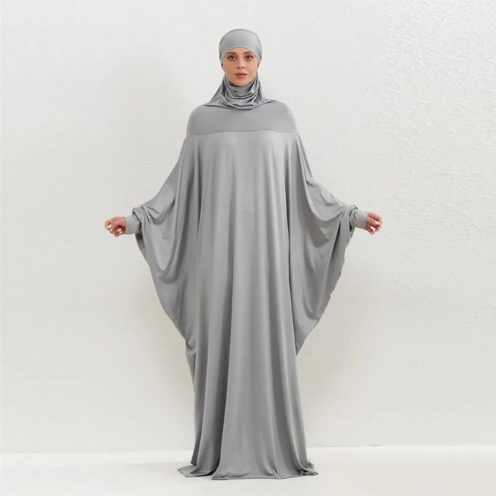 Muslim Abayas Hijab Hooded Smocking Sleeve One-piece Prayer Dress Women Jilbabs Kaftans Islamic Dubai Saudi Robe Turkish Modesty.