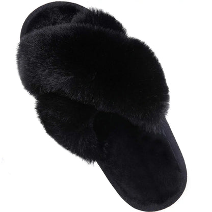 Litfun Fashion Fur Slippers For Women Winter Soft Bottom Cozy Fur Flip Flops Female Indoor Home Fluffy Short Plush Fuzzy Slides.