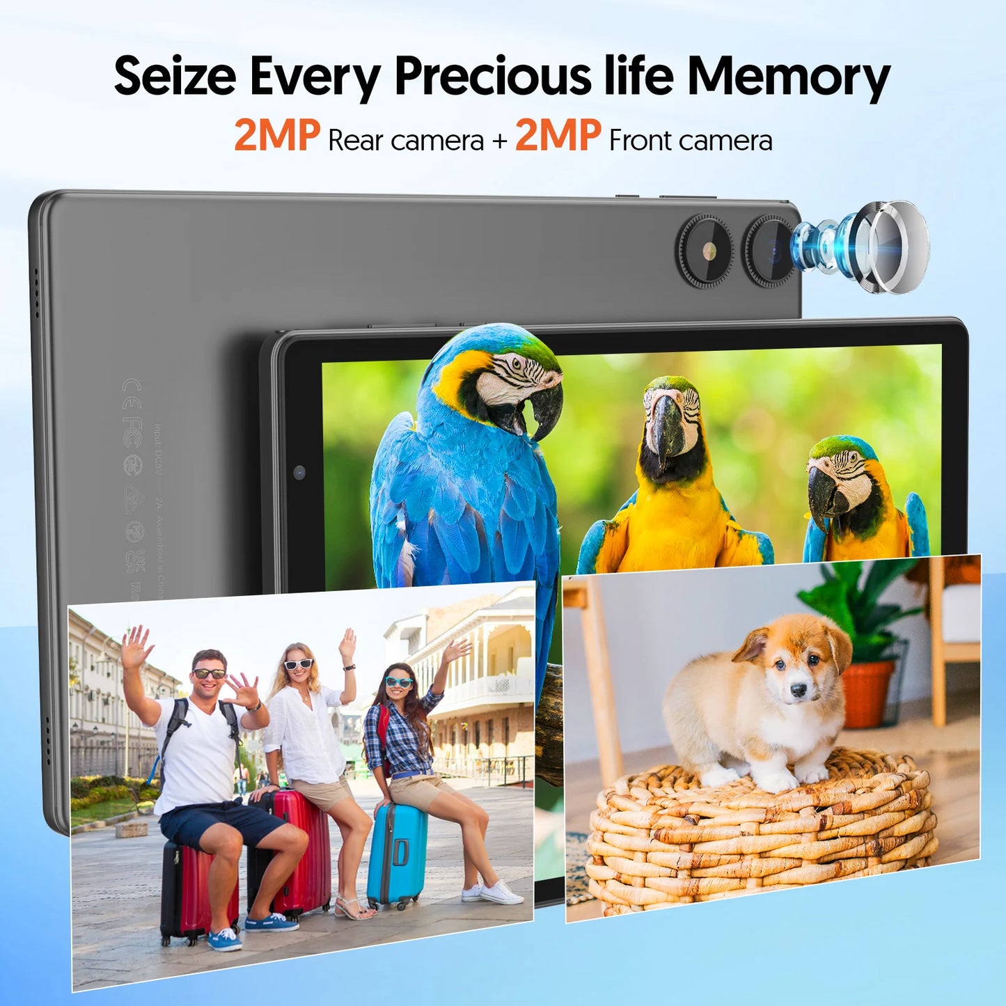 BAKEN Android 15 tablet, 8 (3+5)GB + 32GB storage, penta-core processor, Wi-Fi6, Bluetooth, USB-C, Google Play Store,.