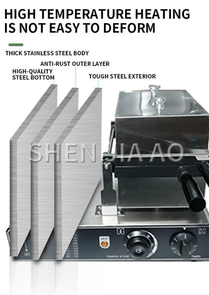 Commercial Taiyaki Bear Shaped Waffle Maker Open Mouth Ice Cream Bear Taiyaki Machine Bear Cone Maker.