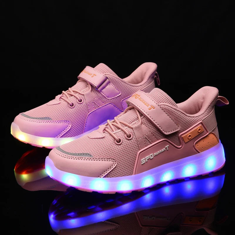 Children's Casual Shoes LED USB Charging Luminous Glowing Sneakers for Boys Girls Led Sneakers with Luminous Sole Lighted Shoe C.