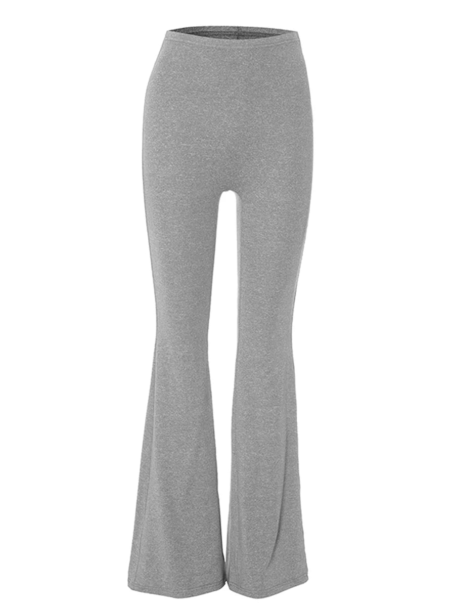 Frauen Casual Solide Farben Hohe Taille Schlaghosen Trendy Bootcut Hose Ausgestellte Leggings Hosen für Streetwear.