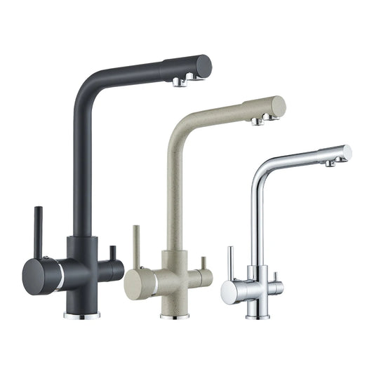 Balck Kitchen Filtered Faucet Brass Purifier Faucet Dual Sprayer Drinking Water Beige with Dot Vessel Sink Mixer Tap Torneira