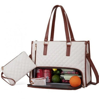 2-in-1-Lunch-Tragetasche für Damen, Schulter-Laptoptasche, großes Fassungsvermögen, mit isoliertem Fach, multifunktionale Picknicktasche für den Außenbereich.