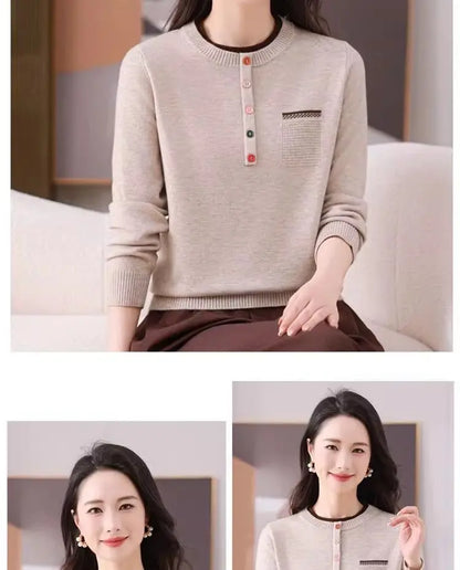 Frauen Kleidung Lose Mode Pullover Herbst/Winter Warme Elegante Gestrickte Langarm Pullover Dame Casual Oansatz Alle-spiel top.