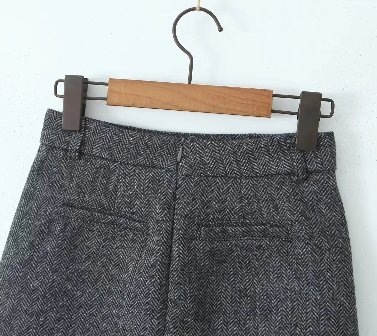 YENKYE Women Vintage High Waist Woolen A-line Mini Skirt Elegant Lady Office Wear Autumn Winter Skirts.