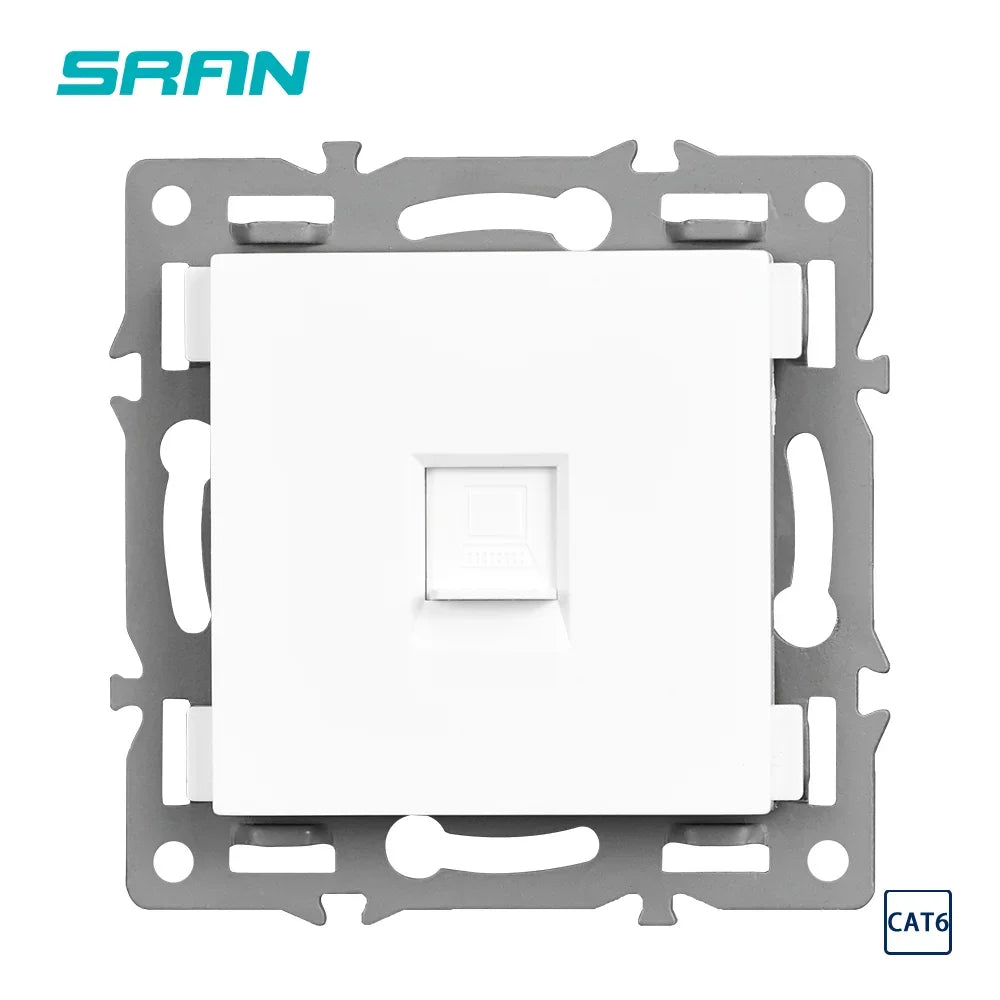 SRAN F6 Serie mehrere Rahmen Weiße Panel aus gehärtetem Glas, EU FR UN-Steckdosen und Schalter Dimmer-Lüfter-Fußlampe Rj45-Modul DIY