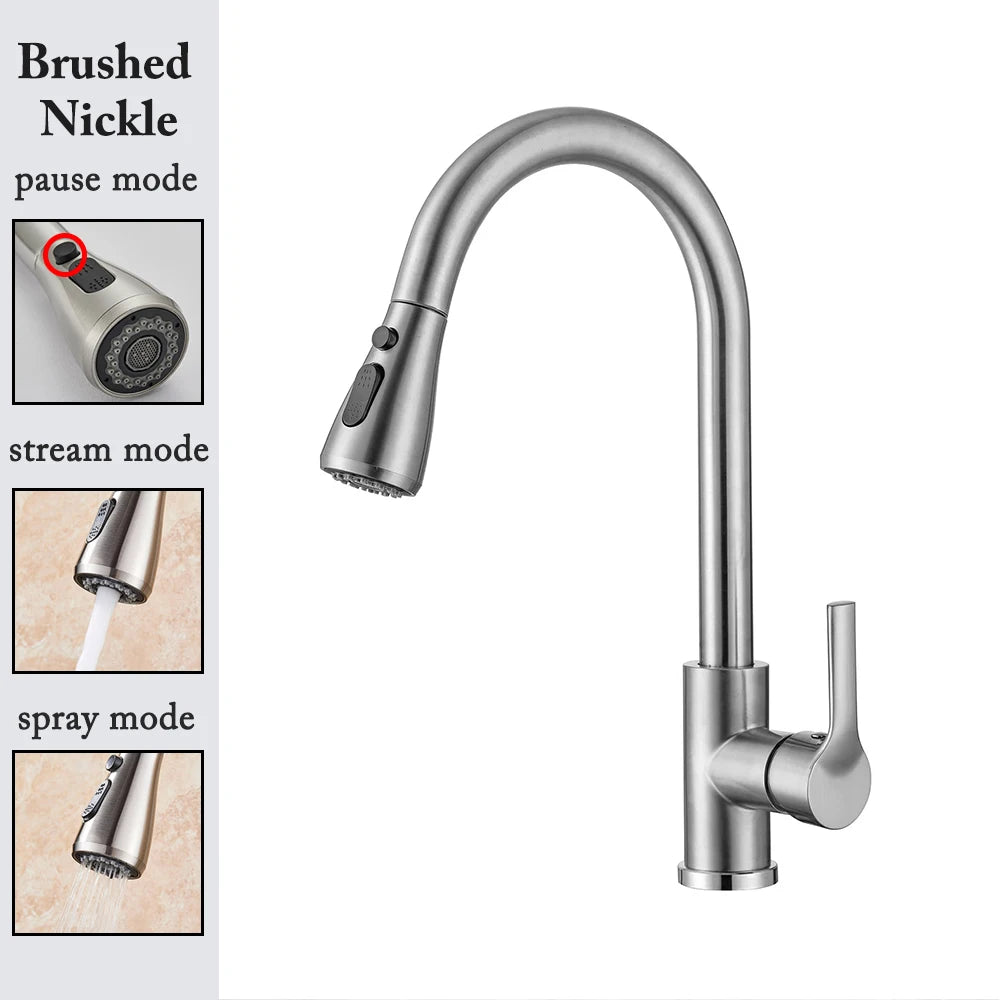 Kitchen Faucet Black Kitchen Tap  Pull Out  Kitchen Sink Mixer Tap Brushed Nickle Stream Sprayer Head Chrome Kitchen Water Tap
