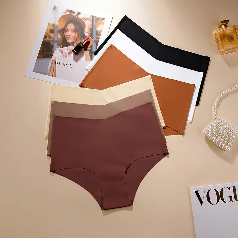 3PCS SET High Waist Panties Ice Silk Seamless Panty for Women Plus Size Sexy Comfortable Breathable Underwear S-3XL.